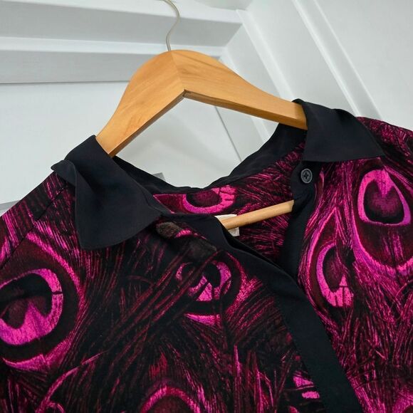 Michael Kors Peocock Georgette Button Down Blouse in Hot Pink - Picture 5 of 9